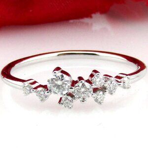 Certified Moissanite Diamond Cluster Band Ring 925 Sterling Silver Size 7